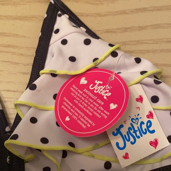 NWT Girls Justice 2 piece swimsuit black & white - Picture 3 of 5